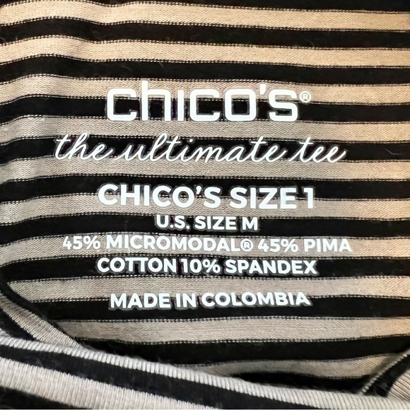 Chico’s Touch of Cool Sleeveless Mockneck Top, Striped, 8 Medium 570312337 - Picture 5 of 14